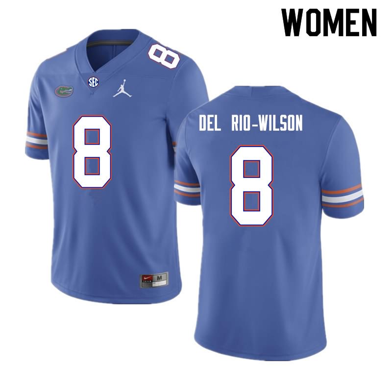 Women's NCAA Florida Gators Carlos Del Rio-Wilson #8 Stitched Authentic Nike Royal College Football Jersey XLV7465CN